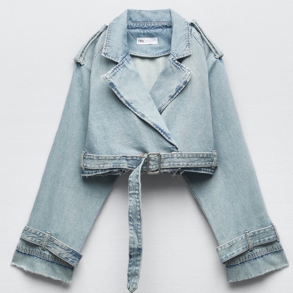 TRF Crop Denim Trench Coat